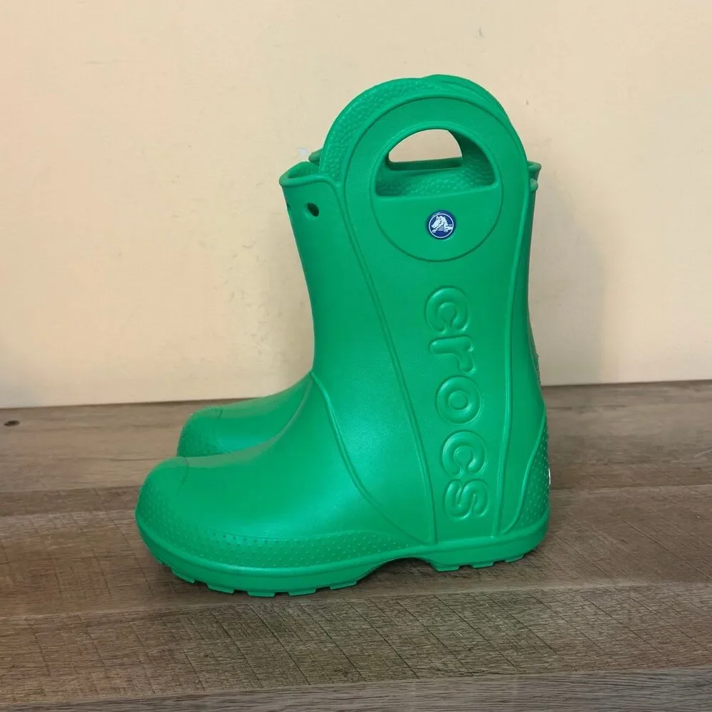 Crocs Kids Handle It Rain Boots Green Waterproof Size Youth 1 shoes